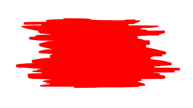 Red paint brush stroke over gray background