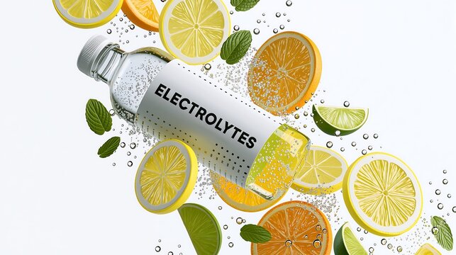 Refreshing drink with electrolytes and citrus fruits