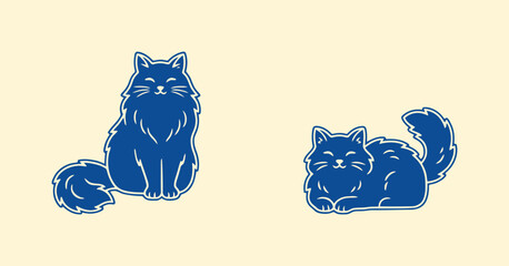 Two feline figures are depicted as a stylized vector illustration in navy © mdsaikat