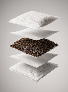 Exploded view showing layers of a tea