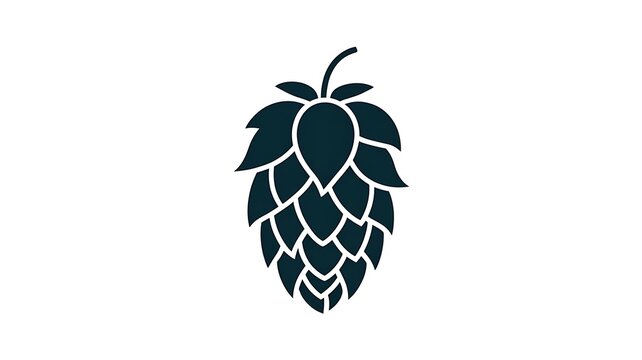 Isolated Black Hop Cone Silhouette for Brewing Industry
