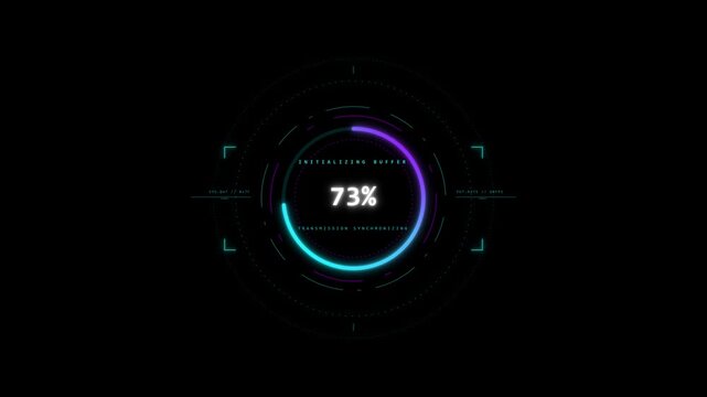 Futuristic hud progress circles with percentage displays