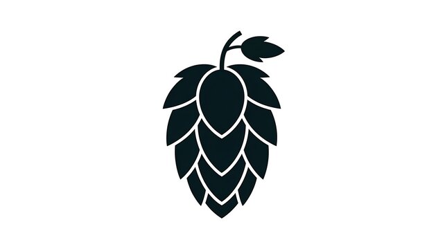 Isolated Black Hop Cone Silhouette for Brewing Industry
