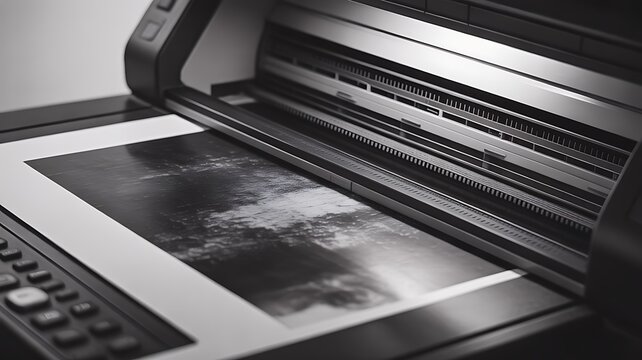 Photocopier scanner texture with smudged noise and grunge effect, black and white retro film overlay for old photo editing, posters, print effects and creative design.