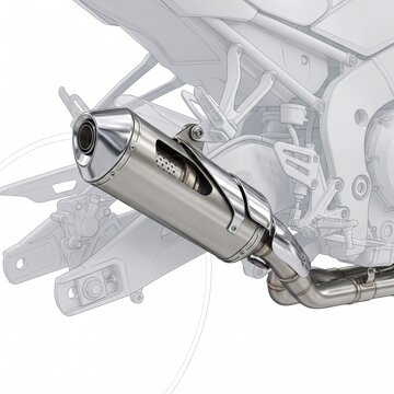 Sport Slip On Exhaust Muffler Silencer Unit with Mounting Bracket 3D Model