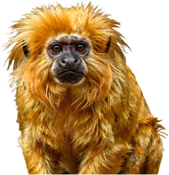 Golden Lion Tamarin monkey with vibrant orange fur