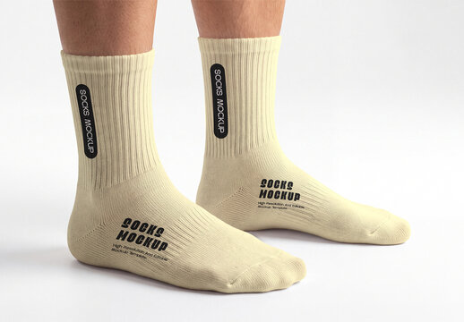 Crew Socks Mockup with Fabric Texture
