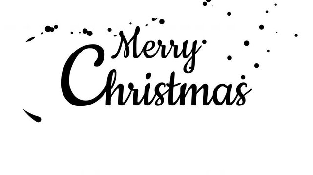 Animated Merry Christmas and Happy New Year greeting text featuring a simple handwritten writing effect and decorative elements on a transparent alpha channel background