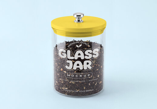 Transparent Glass Jar Mockup