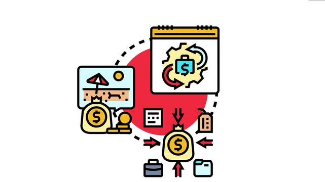 Low cost utilization concept featuring various icons representing budget management, business finances, travel expenses, and financial investment, efficient spending strategies