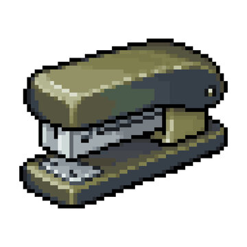 Pixel Art Olive Green Office Stapler Isolated