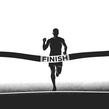 Athlete Crossing The Finish Line In A Dramatic Silhouette