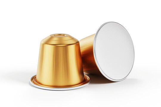 Coffee capsules isolated on white - 3d rendering - PNG