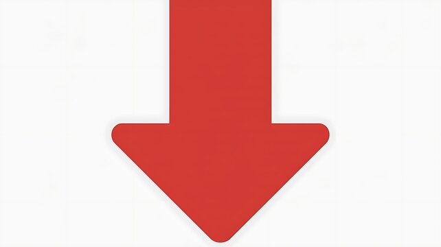 Red arrow pointing down is isolated on a white background.