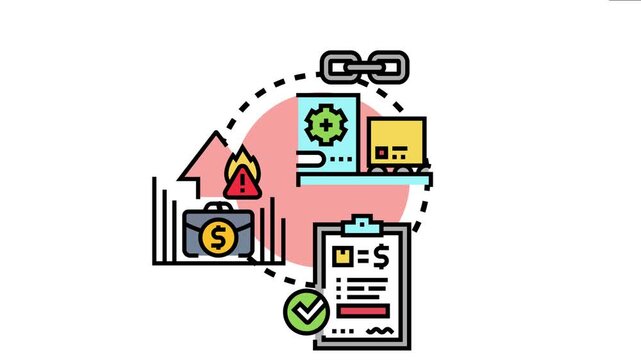 Business process icon strategic actions for lowering procurement risks. Optimizing supply chain management. Ensuring operational continuity