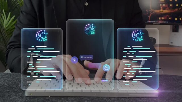 AI coding tool. Assisting software development and automating tasks. AI to generate code for creating applications on laptop.
