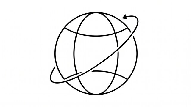 Global Connectivity Icon &ndash; Line Art World Globe with Arrow