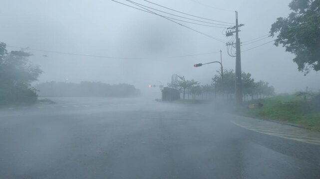 Car Battles Strong Winds And Heavy Rain As Hurricane Hits City
