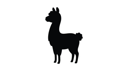 Fototapeta premium Llama silhouette stands in profile on transparent background alpaca camelid southamerica