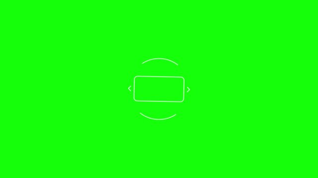 Rotating smartphone icon animation with arrows and circular guides on a solid green background