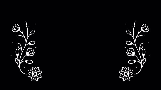 Animated Floral Frame with Hand-Drawn Botanical Flowers, Leaves, and Vines