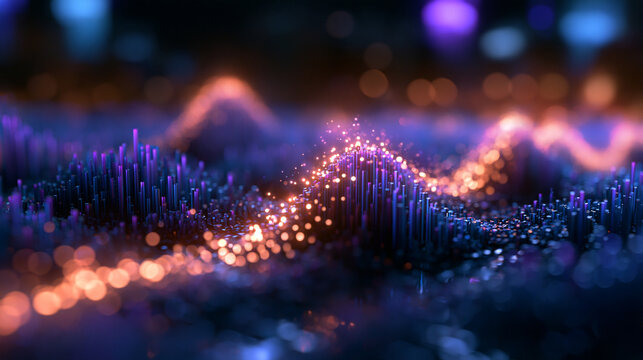 Digital Data Wave with Glowing Particles Abstract Technology Background