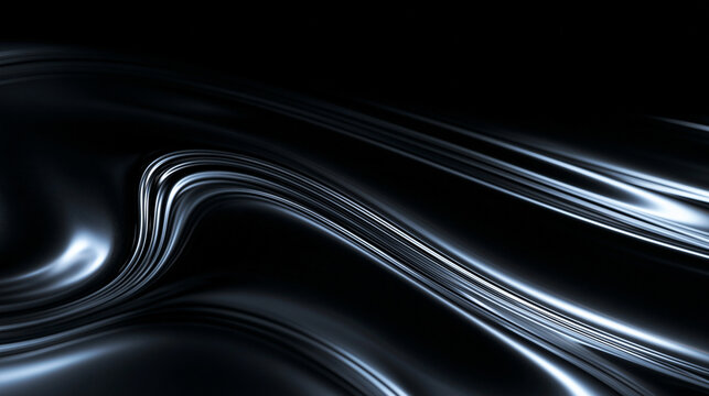 Abstract Metallic Liquid Waves on Dark Background