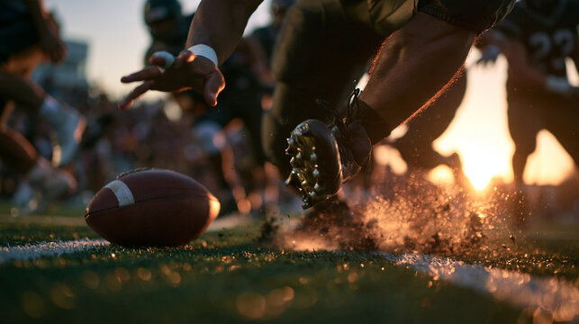 American Football Player Diving to Recover Fumbled Ball