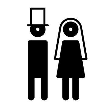 Marriage sign. Wedding symbol. Ilustration of bride and groom.