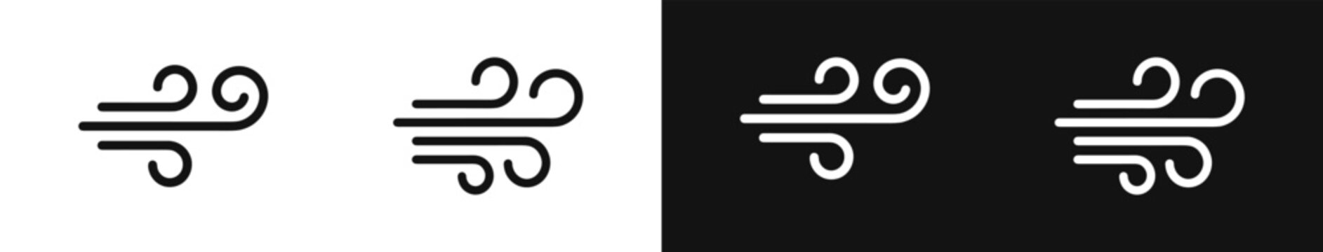 Wind blow and airflow weather icon set with curly lines