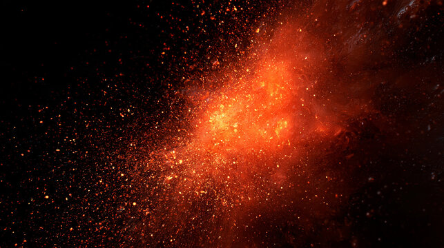 Fire Sparks and Burning Embers Exploding in Dark