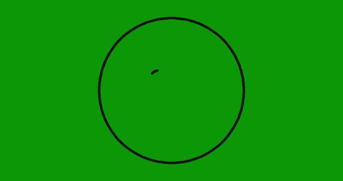 Minimalist hand drawn animation of button icon forming and disappearing on green screen backdrop.