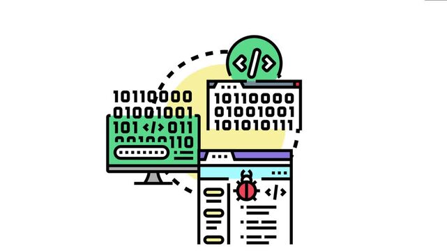 The conceptualizes machine code directives. Presenting the compilation and debugging stages within a development environment