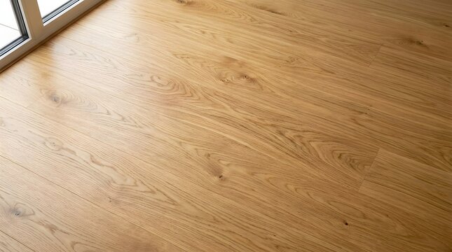 Natural light oak wood texture background, polished wooden surface with organic grain patterns, warm timber material for interior design and flooring