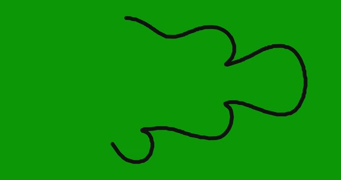 Cartoon fish outline animation drawing process on green screen background for video editing projects.