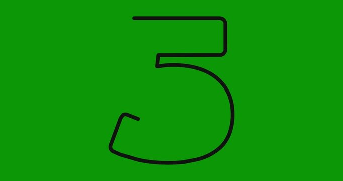 Animated outline of number five drawing itself and disappearing against a plain green background.