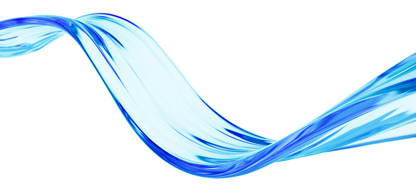 Liquid glass transparent wave ribbon Fluid flow curve shape - 3d illustration