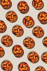 geometric pattern of mejillones en escabeche tins © nito