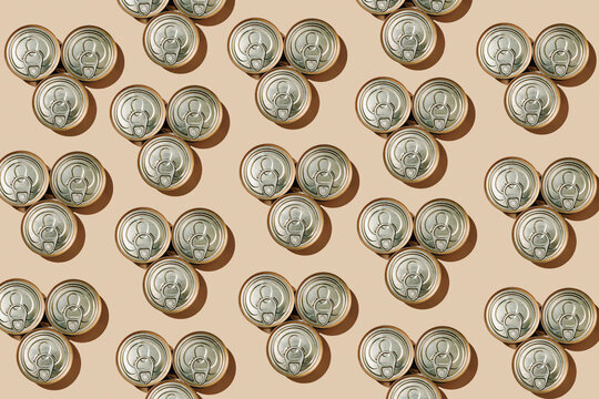 pattern of triangular groups of three food cans