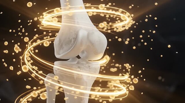 Swirling Golden Calcium Vortex Joint Fortification and Mineral Swarm