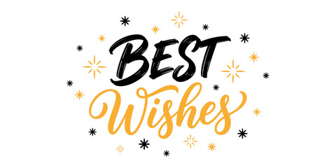 Best wishes lettering with golden stars on a white background celebratory typography design © Samiya