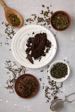 Assortment of Loose Tea Varieties Flat Lay