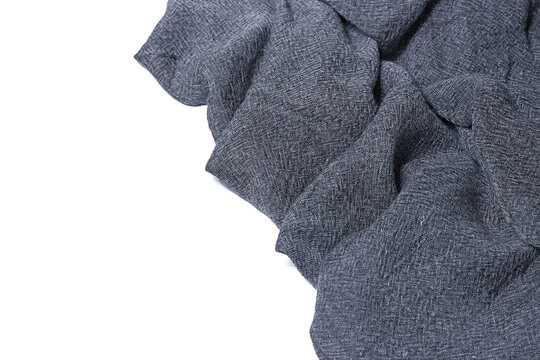 Grey Melange Knit Fabric Texture with Folds on White