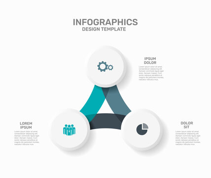 Circular infographics template with colorful steps and business icons for process workflow design. Vector illustration.