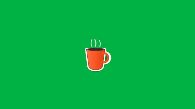 Steaming coffee mug pixel art pattern on green backdrop
