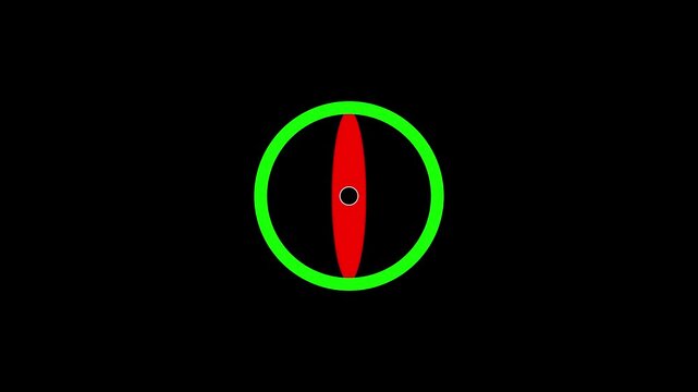 Abstract green circle and red vertical oval shape animation on black background