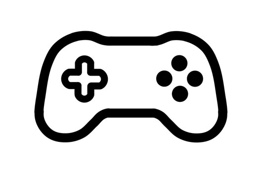 Black outline game controller gamepad icon transparent background