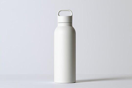Minimalist white cylindrical bottle with a modern loop handle