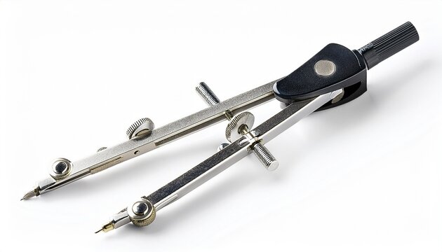 metal compass precision drawing tool isolated with white background