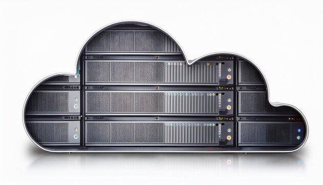 cloud server rack isolated on white background or white background data cutout